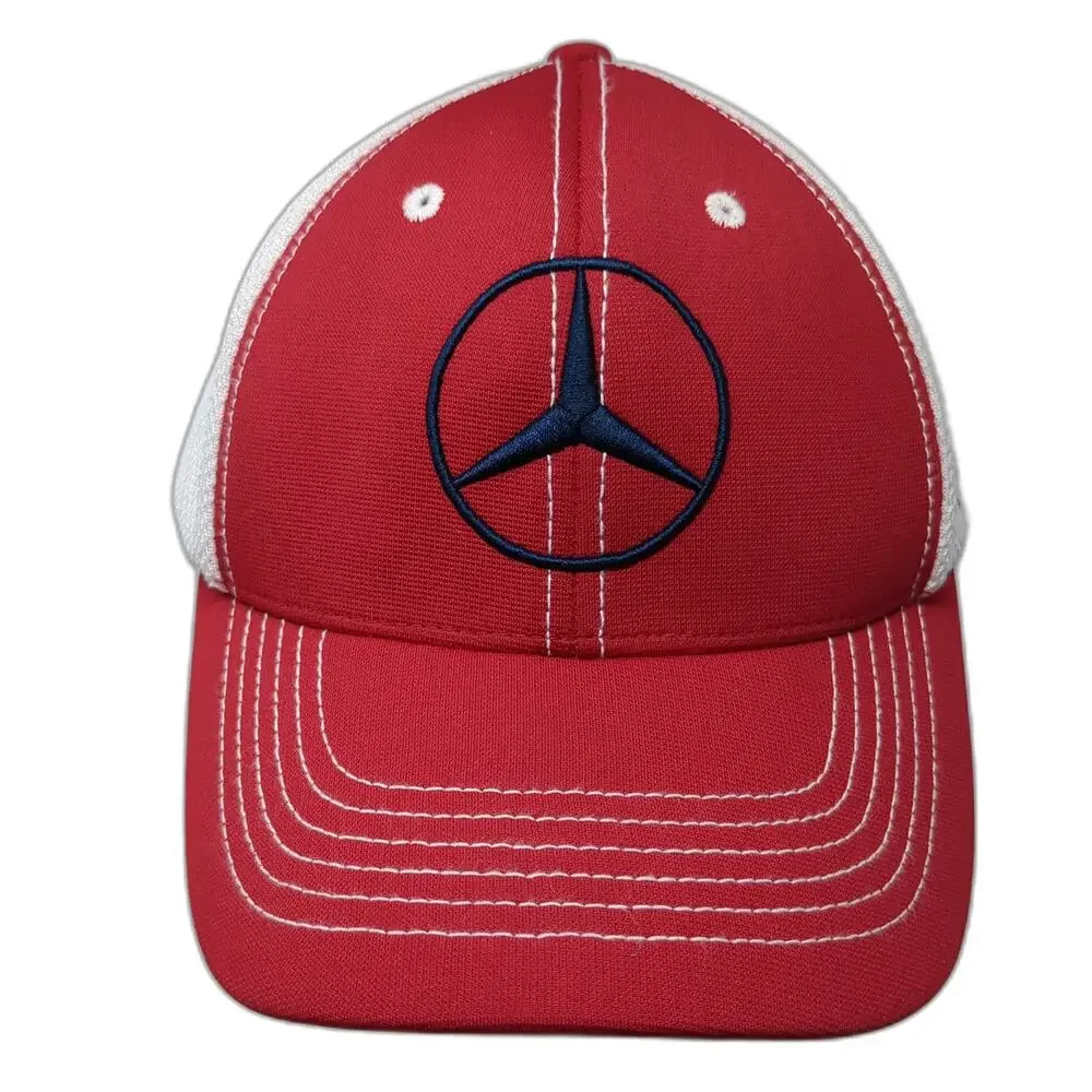 '47 Mercedes Benz Red White Mesh Back Strapback Baseball Cap Hat One Size